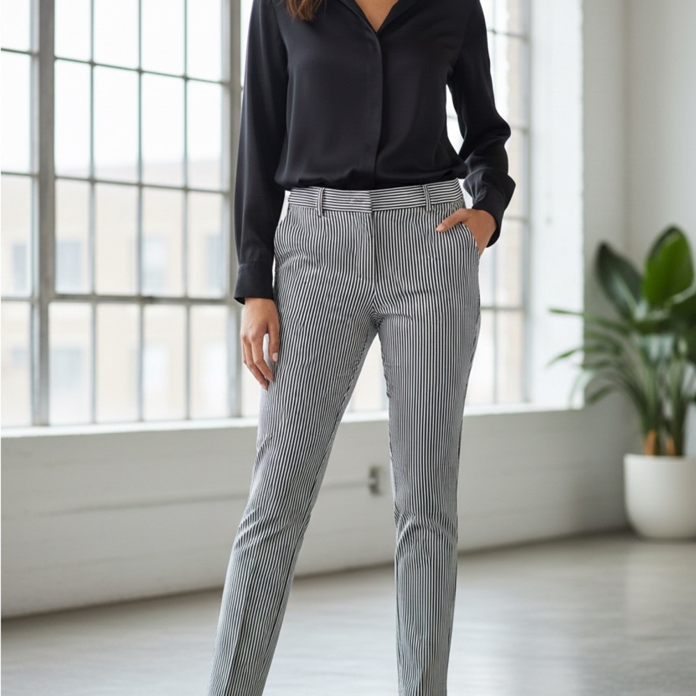 Express Black and White Striped Cropped Pants